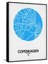 Copenhagen Street Map Blue-NaxArt-Framed Stretched Canvas