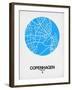 Copenhagen Street Map Blue-NaxArt-Framed Art Print