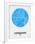 Copenhagen Street Map Blue-NaxArt-Framed Art Print