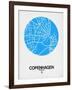 Copenhagen Street Map Blue-NaxArt-Framed Art Print