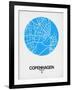 Copenhagen Street Map Blue-NaxArt-Framed Art Print