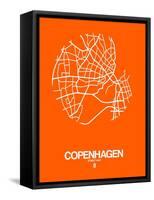Copenhagen Street Map Orange-NaxArt-Framed Stretched Canvas