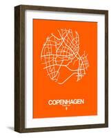 Copenhagen Street Map Orange-NaxArt-Framed Art Print