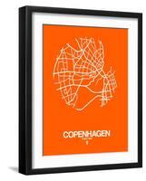 Copenhagen Street Map Orange-NaxArt-Framed Art Print