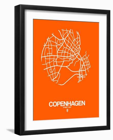 Copenhagen Street Map Orange-NaxArt-Framed Art Print