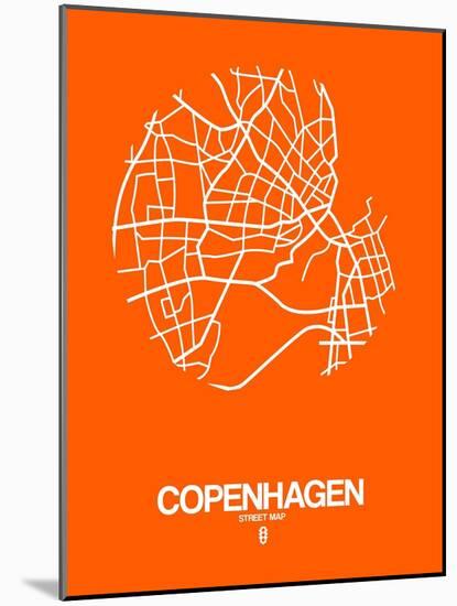 Copenhagen Street Map Orange-NaxArt-Mounted Art Print