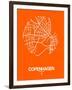 Copenhagen Street Map Orange-NaxArt-Framed Art Print