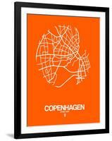 Copenhagen Street Map Orange-NaxArt-Framed Art Print