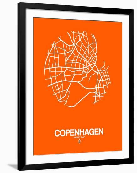 Copenhagen Street Map Orange-NaxArt-Framed Art Print