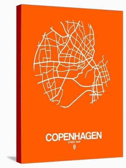 Copenhagen Street Map Orange-NaxArt-Stretched Canvas