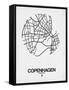 Copenhagen Street Map White-NaxArt-Framed Stretched Canvas