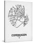 Copenhagen Street Map White-NaxArt-Stretched Canvas