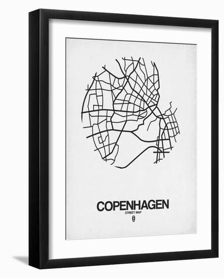 Copenhagen Street Map White-NaxArt-Framed Art Print