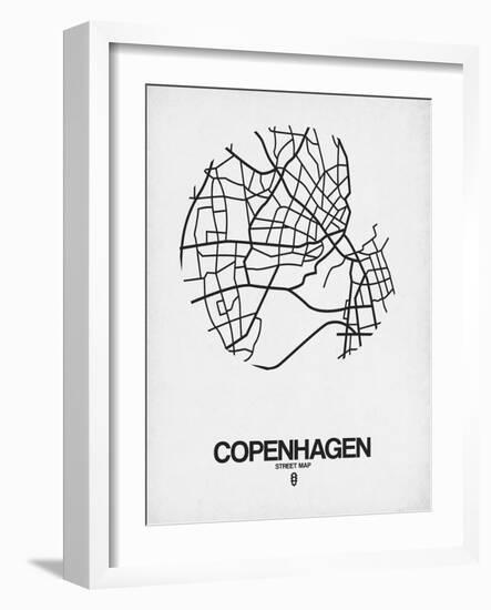 Copenhagen Street Map White-NaxArt-Framed Art Print