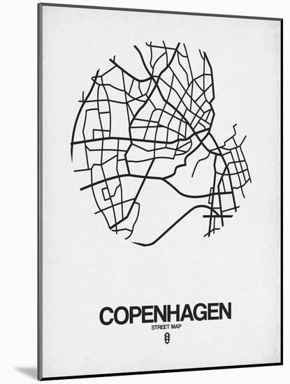 Copenhagen Street Map White-NaxArt-Mounted Art Print