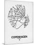 Copenhagen Street Map White-NaxArt-Mounted Art Print