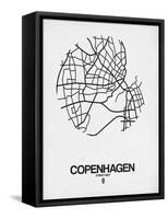 Copenhagen Street Map White-NaxArt-Framed Stretched Canvas