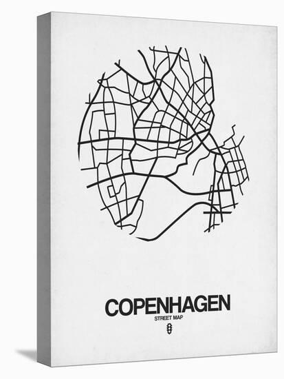 Copenhagen Street Map White-NaxArt-Stretched Canvas