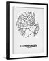 Copenhagen Street Map White-NaxArt-Framed Art Print