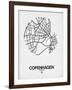 Copenhagen Street Map White-NaxArt-Framed Art Print