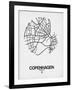 Copenhagen Street Map White-NaxArt-Framed Art Print