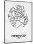 Copenhagen Street Map White-NaxArt-Mounted Art Print