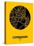 Copenhagen Street Map Yellow-NaxArt-Stretched Canvas