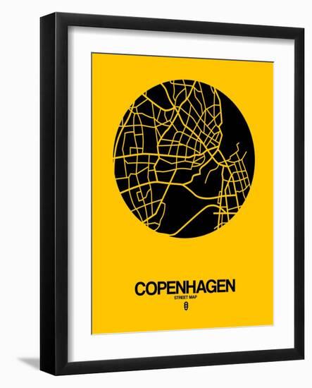 Copenhagen Street Map Yellow-NaxArt-Framed Art Print