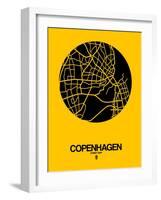 Copenhagen Street Map Yellow-NaxArt-Framed Art Print