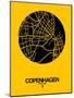 Copenhagen Street Map Yellow-NaxArt-Mounted Art Print
