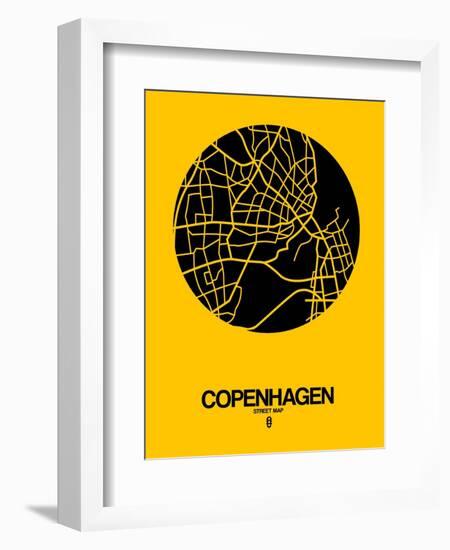 Copenhagen Street Map Yellow-NaxArt-Framed Art Print