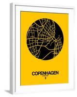 Copenhagen Street Map Yellow-NaxArt-Framed Art Print