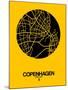 Copenhagen Street Map Yellow-NaxArt-Mounted Art Print