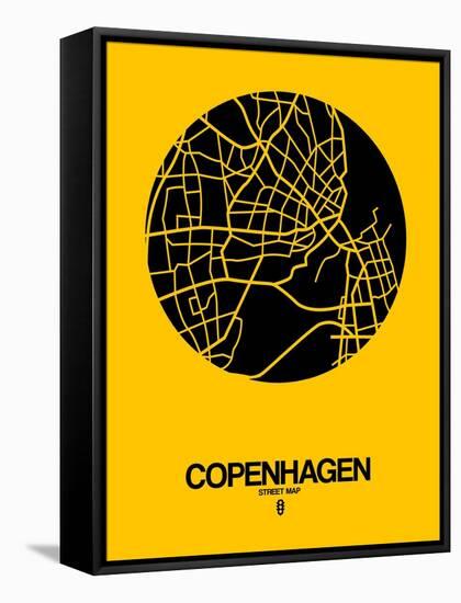 Copenhagen Street Map Yellow-NaxArt-Framed Stretched Canvas