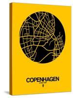 Copenhagen Street Map Yellow-NaxArt-Stretched Canvas