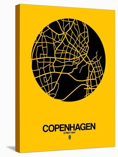 Copenhagen Street Map Yellow-NaxArt-Stretched Canvas
