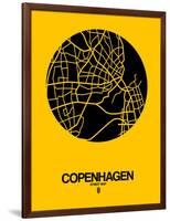 Copenhagen Street Map Yellow-NaxArt-Framed Art Print