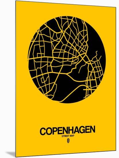 Copenhagen Street Map Yellow-NaxArt-Mounted Art Print