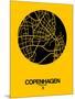 Copenhagen Street Map Yellow-NaxArt-Mounted Art Print