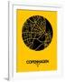 Copenhagen Street Map Yellow-NaxArt-Framed Art Print