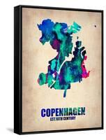 Copenhagen Watercolor Poster-NaxArt-Framed Stretched Canvas