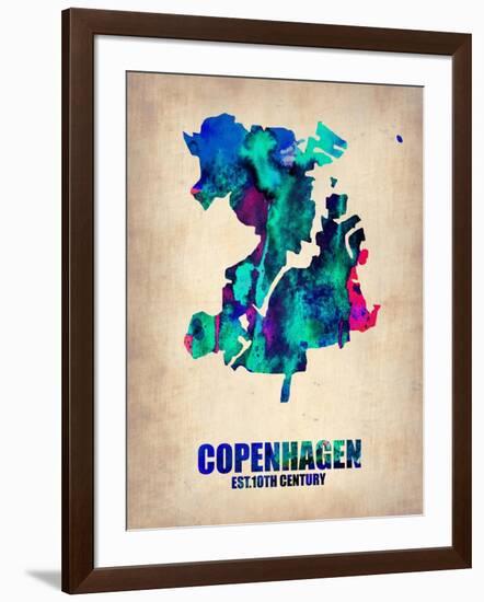 Copenhagen Watercolor Poster-NaxArt-Framed Art Print