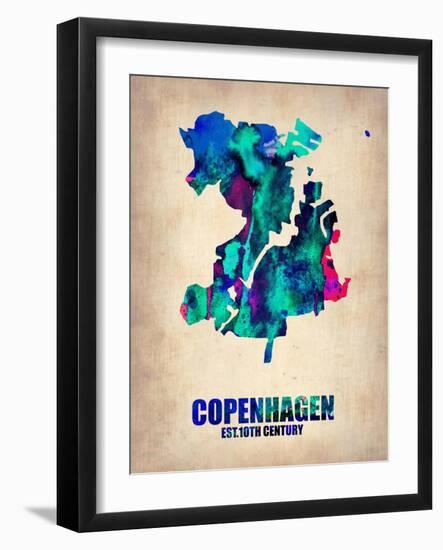 Copenhagen Watercolor Poster-NaxArt-Framed Art Print