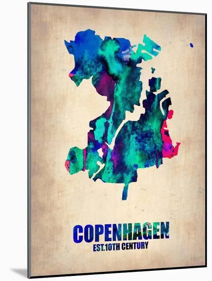 Copenhagen Watercolor Poster-NaxArt-Mounted Art Print