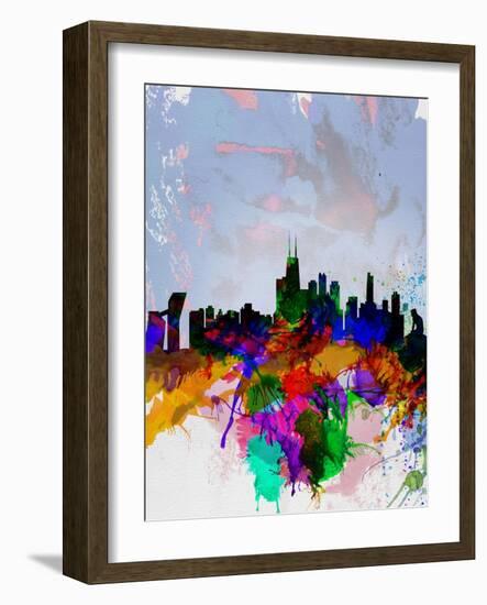 Copenhagen Watercolor Skyline-NaxArt-Framed Art Print