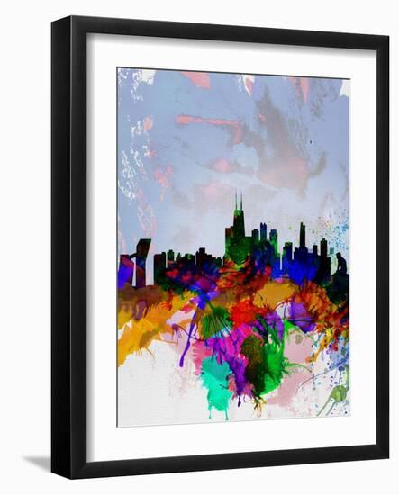 Copenhagen Watercolor Skyline-NaxArt-Framed Art Print