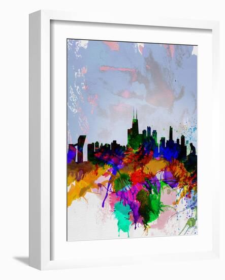 Copenhagen Watercolor Skyline-NaxArt-Framed Art Print