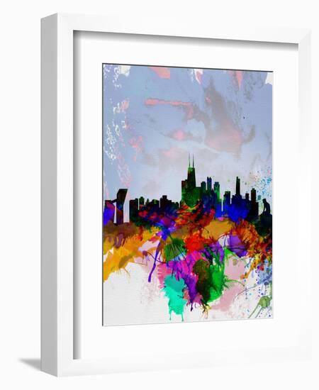 Copenhagen Watercolor Skyline-NaxArt-Framed Art Print