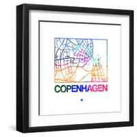 Copenhagen Watercolor Street Map-NaxArt-Framed Art Print