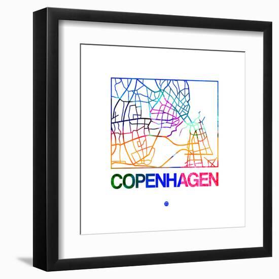 Copenhagen Watercolor Street Map-NaxArt-Framed Art Print